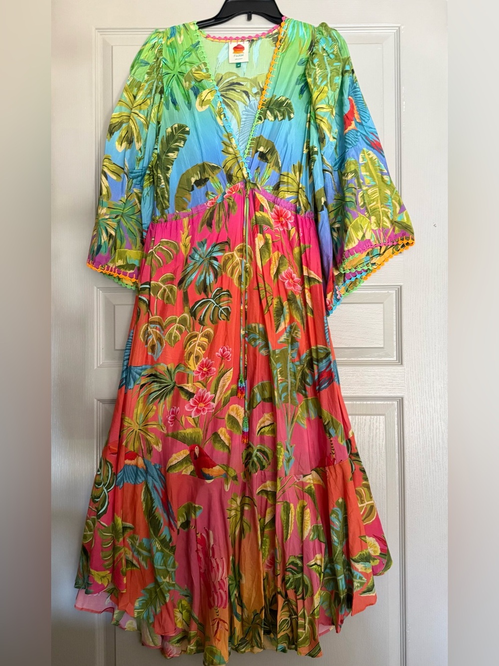 Farm Rio Ombre Forest Ruffle Tunic Dress Size Medium - Picture 6 of 9